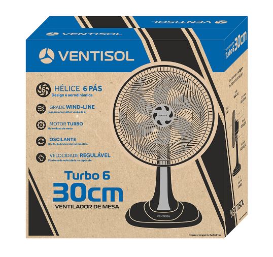 VENTILADOR VENTISOL OSC MESA TURBO 6P 30CM 127V VERMELHO/PRE