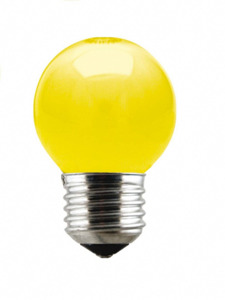 LAMPADA COLOR BOLA 15 W AMARELA E-27