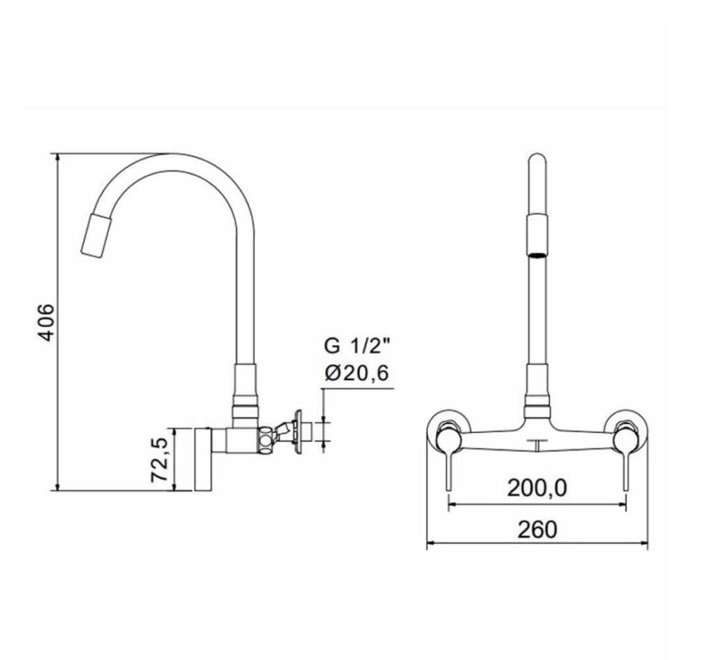 Misturador Meber Coz.Parede Atria 3003 C36 BM CR/PT 27105.0.20