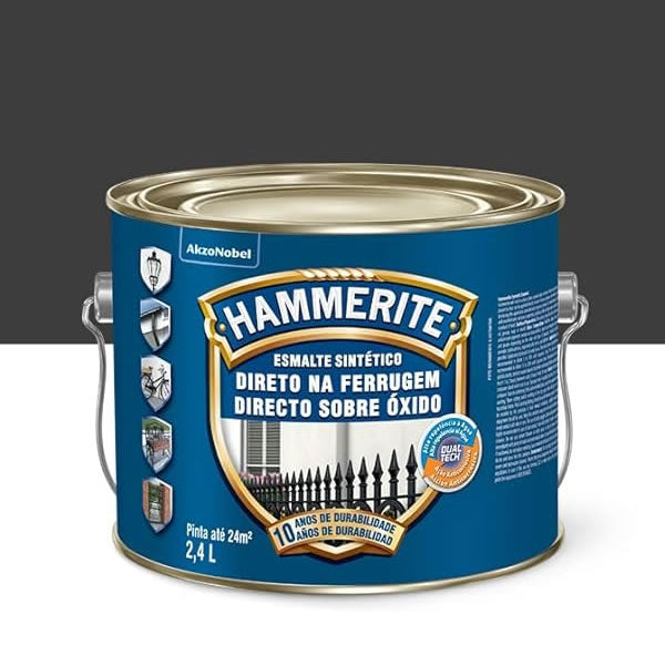 HAMMERITE ESMALTE SINT. 2.4LTS PRETO