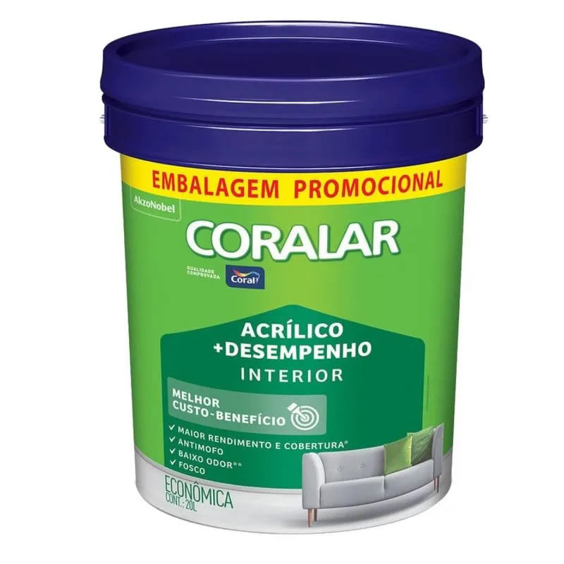 CORAL CORALAR ACRILICO FOSCO 20LTS BRANCO