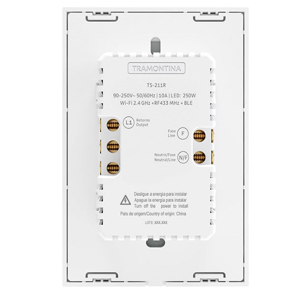 INTERRUPTOR 1 TEC ONNE SMART 10A BIVOLT BRANCO TRAMONTINA