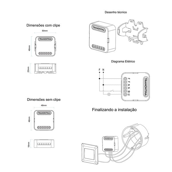 MODULO DIMMER 1 CANAL SMART WIFI+BLE 100-240V