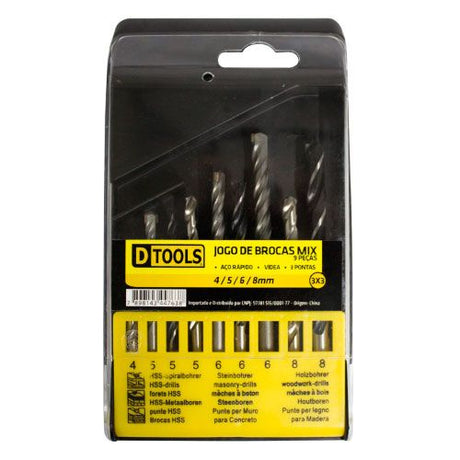 JOGO DE BROCAS MIX 3X3 PCS DTOOLS